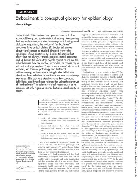 embodiment thesaurus|Embodiment: a conceptual glossary for epidemiology.